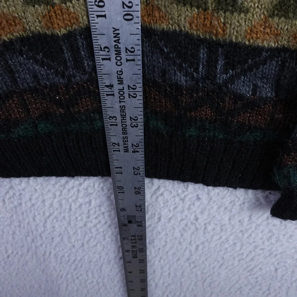 Arte Inka Alpaca Wool Geometric Fair Isle Crewneck Sweater Mens M Earth Tones